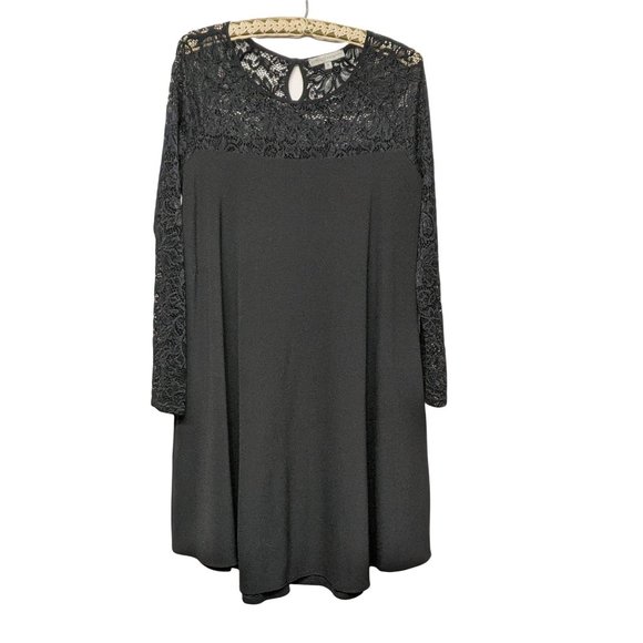 Kimi + Kai "Elle" Lace Trim Mini  Maternity Dress Long Sleeves Black Size Small - Picture 4 of 10